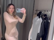 Preview 5 of See through Transparent Sexy dress TRY on Haul