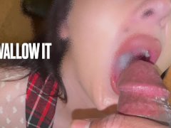 Student gets pop jizz quiz and swallows heavy load