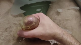 CUTE BOY PLAYS WITH HIS TOY IN HOT WATER