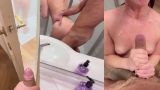 Stepsister catches me  in the shower then wants to fuck me