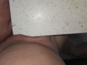 Preview 2 of Slimy juicy pussy rubbing on corner bench