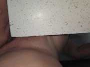 Preview 3 of Slimy juicy pussy rubbing on corner bench