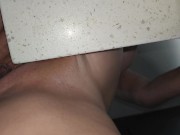 Preview 4 of Slimy juicy pussy rubbing on corner bench