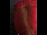 Lonely redhead sucking 7 and a half inch dildo