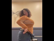 Preview 1 of Nerdy BBW with Huge Tits Out to dinner and got horny public play