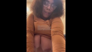 Nerdy BBW with Huge Tits Out to dinner and got horny public play