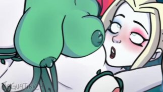 Harley Quinn und Poison Ivy Lesbischer Sex