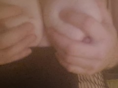 Getting me horny and ready for cock, teasing my big delicious nipples