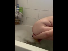 I DP myself with two of my toys in the bathtub!