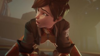 Tracer takes a good anal with cum in her ass . Overwatch