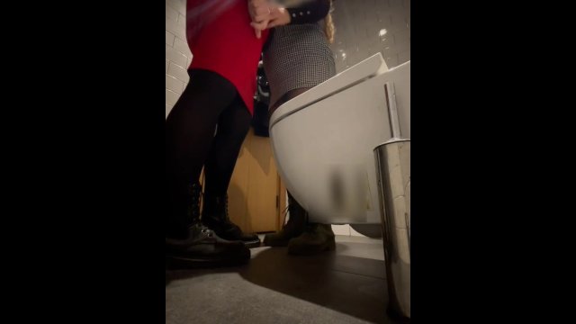 Lesbian MISTRESS FUCKS HARD Straight Girl in PUBLIC TOILET