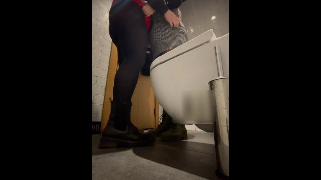 Lesbian MISTRESS FUCKS HARD Straight Girl in PUBLIC TOILET