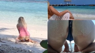 Öffentliche Strandmomente 2023 Masturbation Spritzen Orgasmus