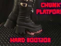 A Hard Bootjob in Chunky Platform Black Boots - Bootjob