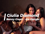 Preview 2 of Giulia Diamond, Benny Green and Ale Danger in a hot lesbian threesome with Strap-On
