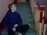 Preview 2 of Public jerking off on the stairs after school