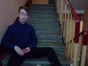 Preview 5 of Public jerking off on the stairs after school