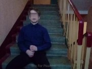 Preview 6 of Public jerking off on the stairs after school