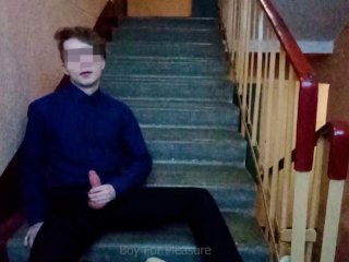 Public jerking off on the stairs after school
