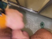 Preview 5 of GUY FUCKS A RUBBER PUSSY IN THE SHOWER CABIN/CUM MOAN