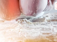 flour on my breasts