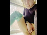 Preview 3 of Risky Bottomless Public Masturbation in Kitchen Window