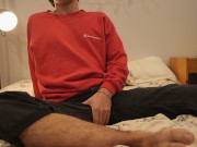 Preview 1 of Horny White Guy in Dark Grey Jeans Cumming Hard