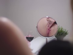 Masturbating in front of mirror