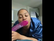 Preview 2 of 10.5 inch dildo makes my pussy queef when I Deepthroat and gag 🤮 FULL VIDEO ON OF @LOVELYY.E