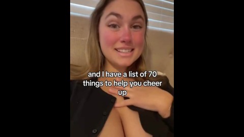 Big Tits Babe suggests things to cheer you up, 1st or 2nd?