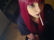 Preview 1 of Adorable Alt Girl blowing cigarette smoke on dick POV (full vid on my 0nlyfans)
