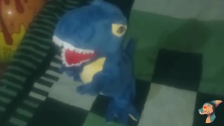Uiterlijk Pluche speeltje blauwe dinosaurus t-rex