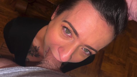 Slut Wife Training! Mom w/ Pretty Eyes Deep Throats Big Dick & Fed Cum On Her Knees - Kara Leone BJ