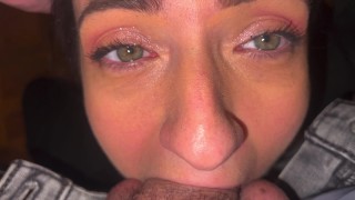 Slut Wife Training! Mom w/ Pretty Eyes Deep Throats Big Dick & Fed Cum On Her Knees - Kara Leone BJ