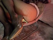 Preview 1 of Asian girl in fishnet stockings and heels 🤤