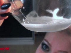 Drooling Saliva and Cum in the Bowl