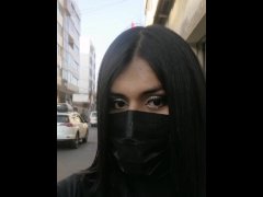 Trap Sissy Crossdresser with make-up in public