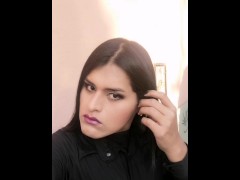 Trap Sissy Crossdresser with make-up in public