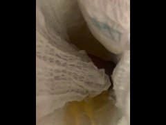 Filling pampers with pee and cum