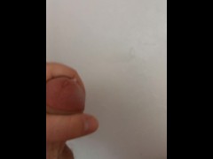 Shower wank cum shot thick cut cock big balls