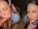 My girlfriend's little stepsister gave a sloppy blowjob