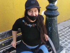 CRAZY UNKNOWN AND EXHIBITIONIST GIRL ON THE STREET SHOWS ME HER TITS IN PUBLIC