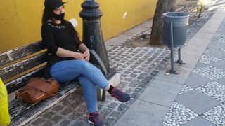 CRAZY UNKNOWN AND EXHIBITIONIST GIRL ON THE STREET SHOWS ME HER TITS IN PUBLIC