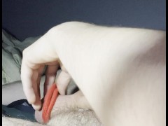 Mushroom head cock blows a load with tied balls - Screenshot 14 of 16 - Stroking Cock