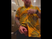 Preview 3 of Bearded Tattooed Daddy jerks off in public restroom