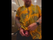Preview 4 of Bearded Tattooed Daddy jerks off in public restroom