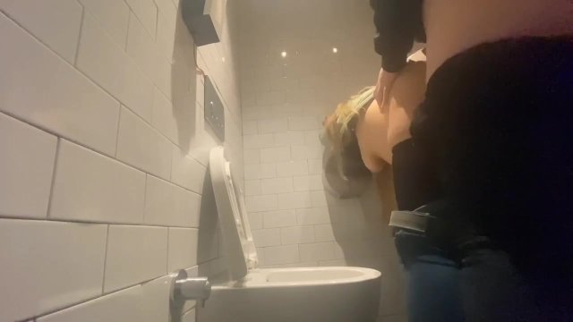 CHUBBY SHY GIRL FUCKED BY GF IN PUBLIC TOILET