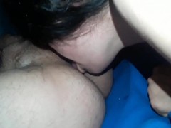 She milks and licks the ass until I come on her tits