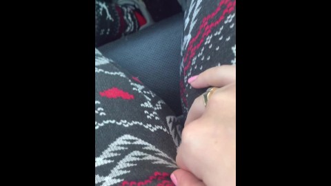Daytime Female Public Masturbation - Waiting in parking lot of laundry mat fingering myself in car