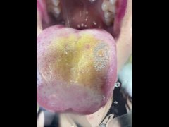 Wet face licking with big tongue POV
